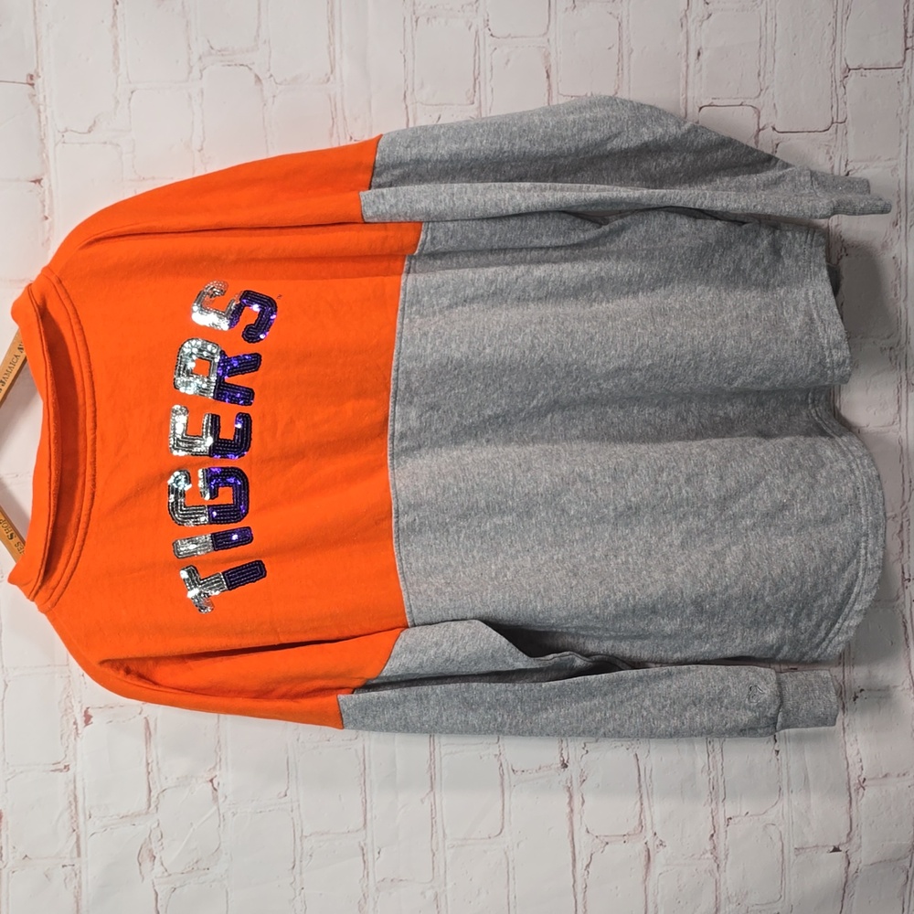 Colosseum Clemson University Tigers Sequins Sweatshirt W Pockets Womens Size XL